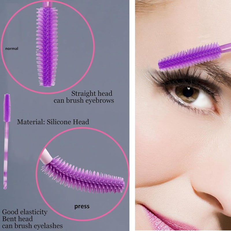BIHRTC 100PCS Disposable Silicone Eyelash Brush Mascara Spoolies Mascara Wands Disposable Lip Applicators liner Brushes Makeup Tools for Women Girls Salon Beauty Cosmetic Make Up Tool - Image 2